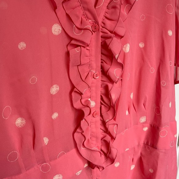 Prima Anna Pink Polka Dot Ruffle Front Blouse - Picture 2 of 6